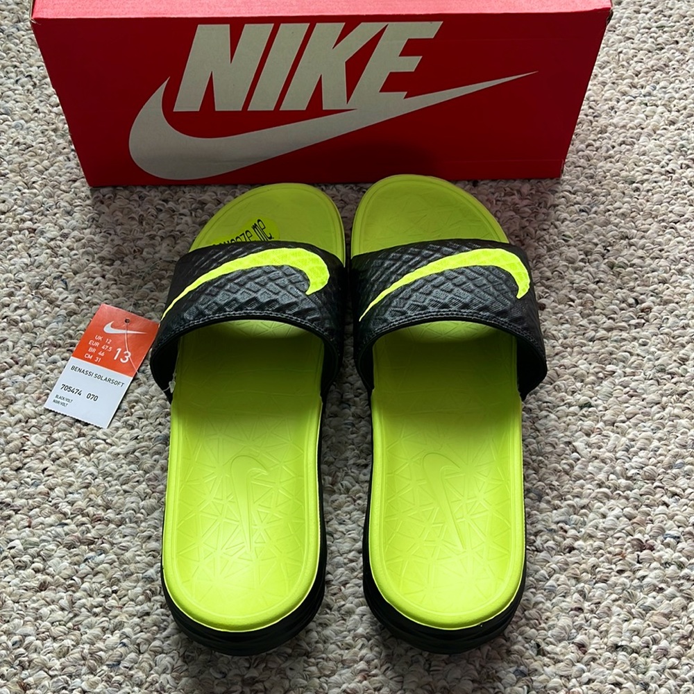 Nike Slides (Neon/Black, Men’s Size 13) - BRAND NEW